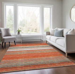 Piper Looms Chantille Stripes ACN979 Coral Machine Washable Area Rug Lifestyle Image Feature
