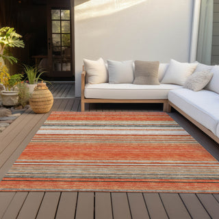 Piper Looms Chantille Stripes ACN979 Coral Machine Washable Area Rug Outdoor Lifestyle Image Feature