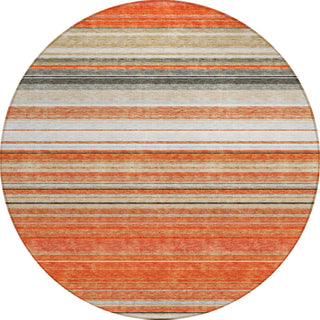 Piper Looms Chantille Stripes ACN979 Coral Machine Washable Area Rug Round Main Image