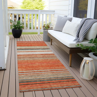 Piper Looms Chantille Stripes ACN979 Coral Machine Washable Area Rug Runner Outdoor Lifestyle Image Feature