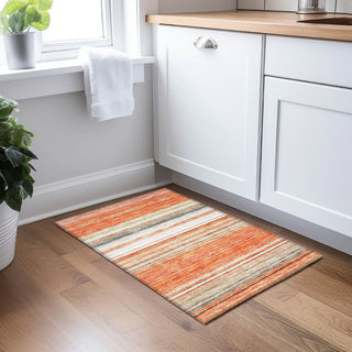 Piper Looms Chantille Stripes ACN979 Coral Machine Washable Area Rug Scatter Lifestyle Image Feature