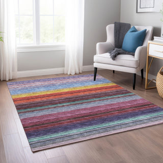 Piper Looms Chantille Stripes ACN979 Lavender Machine Washable Area Rug Lifestyle Image Feature
