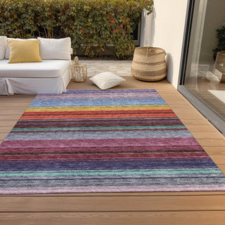 Piper Looms Chantille Stripes ACN979 Lavender Machine Washable Area Rug Outdoor Lifestyle Image Feature