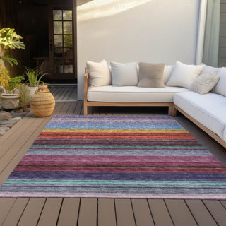 Piper Looms Chantille Stripes ACN979 Lavender Machine Washable Area Rug Outdoor Lifestyle Image Feature