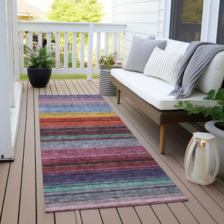 Piper Looms Chantille Stripes ACN979 Lavender Machine Washable Area Rug Runner Outdoor Lifestyle Image Feature