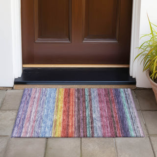 Piper Looms Chantille Stripes ACN979 Lavender Machine Washable Area Rug Scatter Outdoor Lifestyle Image Feature