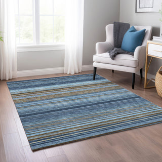 Piper Looms Chantille Stripes ACN979 Navy Machine Washable Area Rug Lifestyle Image Feature