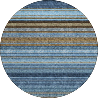 Piper Looms Chantille Stripes ACN979 Navy Machine Washable Area Rug Round Main Image