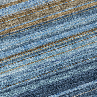 Piper Looms Chantille Stripes ACN979 Navy Machine Washable Area Rug Swatch Image