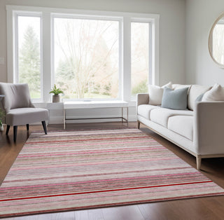Piper Looms Chantille Stripes ACN979 Pink Machine Washable Area Rug Lifestyle Image Feature