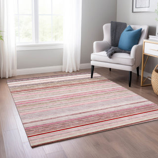 Piper Looms Chantille Stripes ACN979 Pink Machine Washable Area Rug Lifestyle Image Feature