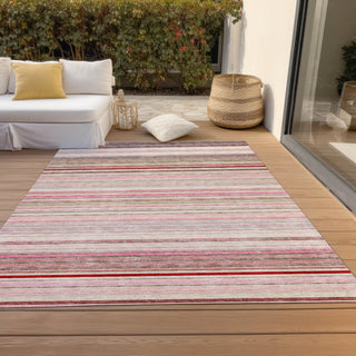 Piper Looms Chantille Stripes ACN979 Pink Machine Washable Area Rug Outdoor Lifestyle Image Feature