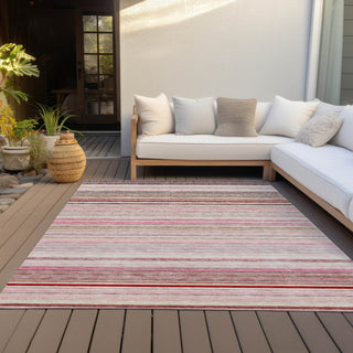 Piper Looms Chantille Stripes ACN979 Pink Machine Washable Area Rug Outdoor Lifestyle Image Feature