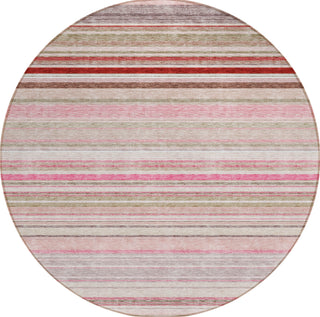 Piper Looms Chantille Stripes ACN979 Pink Machine Washable Area Rug Round Main Image