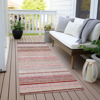 Piper Looms Chantille Stripes ACN979 Pink Machine Washable Area Rug Runner Outdoor Lifestyle Image Feature