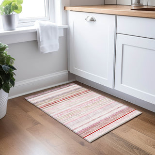 Piper Looms Chantille Stripes ACN979 Pink Machine Washable Area Rug Scatter Lifestyle Image Feature