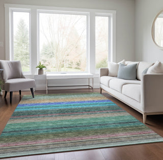 Piper Looms Chantille Stripes ACN979 Sage Machine Washable Area Rug Lifestyle Image Feature