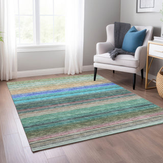 Piper Looms Chantille Stripes ACN979 Sage Machine Washable Area Rug Lifestyle Image Feature