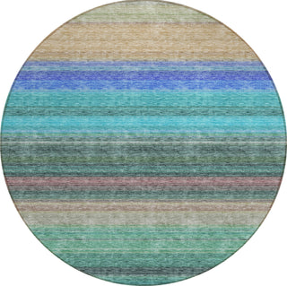 Piper Looms Chantille Stripes ACN979 Sage Machine Washable Area Rug Round Main Image