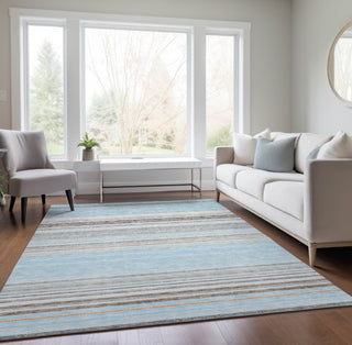 Piper Looms Chantille Stripes ACN979 Sky Machine Washable Area Rug Lifestyle Image Feature