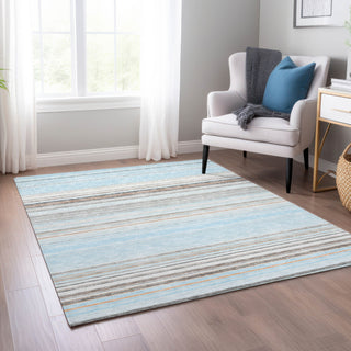 Piper Looms Chantille Stripes ACN979 Sky Machine Washable Area Rug Lifestyle Image Feature