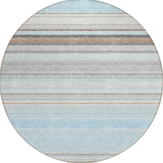 Piper Looms Chantille Stripes ACN979 Sky Machine Washable Area Rug Round Main Image