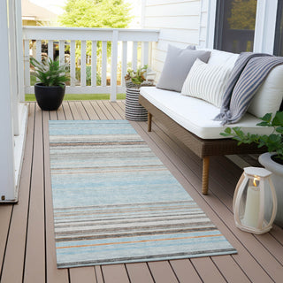 Piper Looms Chantille Stripes ACN979 Sky Machine Washable Area Rug Runner Outdoor Lifestyle Image Feature