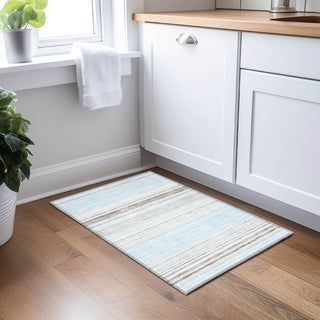 Piper Looms Chantille Stripes ACN979 Sky Machine Washable Area Rug Scatter Lifestyle Image Feature