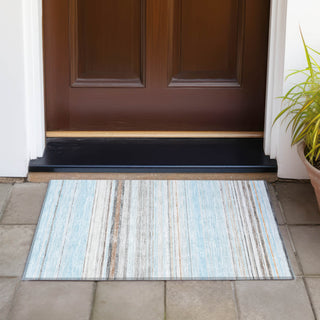 Piper Looms Chantille Stripes ACN979 Sky Machine Washable Area Rug Scatter Outdoor Lifestyle Image Feature