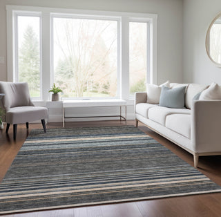 Piper Looms Chantille Stripes ACN979 Taupe Machine Washable Area Rug Lifestyle Image Feature