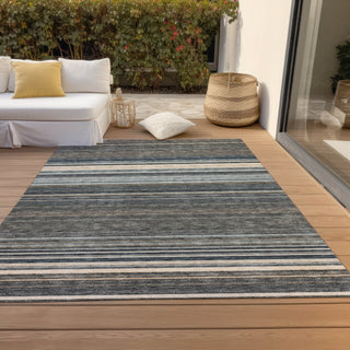 Piper Looms Chantille Stripes ACN979 Taupe Machine Washable Area Rug Outdoor Lifestyle Image Feature