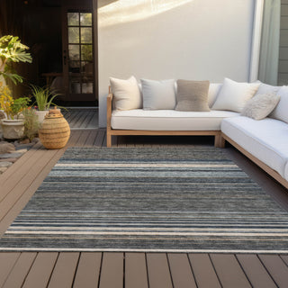 Piper Looms Chantille Stripes ACN979 Taupe Machine Washable Area Rug Outdoor Lifestyle Image Feature