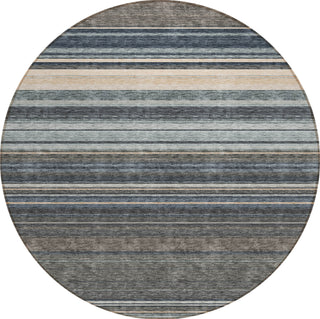 Piper Looms Chantille Stripes ACN979 Taupe Machine Washable Area Rug Round Main Image