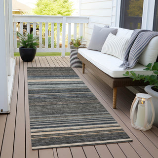 Piper Looms Chantille Stripes ACN979 Taupe Machine Washable Area Rug Runner Outdoor Lifestyle Image Feature