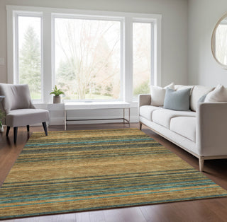 Piper Looms Chantille Stripes ACN979 Wheat Machine Washable Area Rug Lifestyle Image Feature
