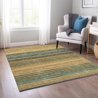 Piper Looms Chantille Stripes ACN979 Wheat Machine Washable Area Rug Lifestyle Image Feature