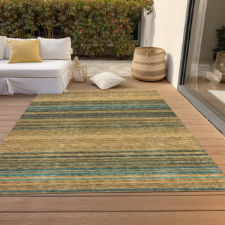 Piper Looms Chantille Stripes ACN979 Wheat Machine Washable Area Rug Outdoor Lifestyle Image Feature