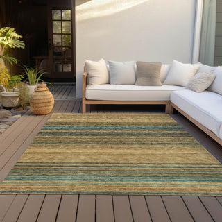 Piper Looms Chantille Stripes ACN979 Wheat Machine Washable Area Rug Outdoor Lifestyle Image Feature