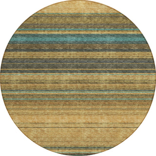 Piper Looms Chantille Stripes ACN979 Wheat Machine Washable Area Rug Round Main Image