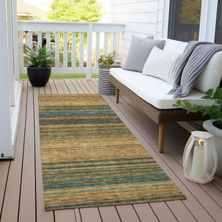 Piper Looms Chantille Stripes ACN979 Wheat Machine Washable Area Rug Runner Outdoor Lifestyle Image Feature