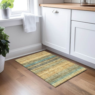 Piper Looms Chantille Stripes ACN979 Wheat Machine Washable Area Rug Scatter Lifestyle Image Feature