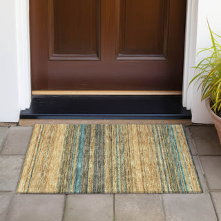 Piper Looms Chantille Stripes ACN979 Wheat Machine Washable Area Rug Scatter Outdoor Lifestyle Image Feature