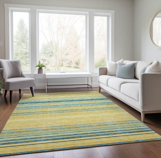 Piper Looms Chantille Stripes ACN979 Yellow Machine Washable Area Rug Lifestyle Image Feature