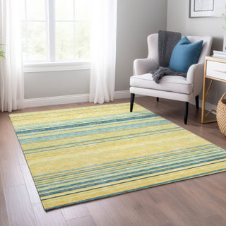 Piper Looms Chantille Stripes ACN979 Yellow Machine Washable Area Rug Lifestyle Image Feature