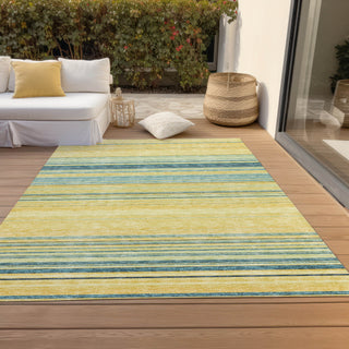 Piper Looms Chantille Stripes ACN979 Yellow Machine Washable Area Rug Outdoor Lifestyle Image Feature