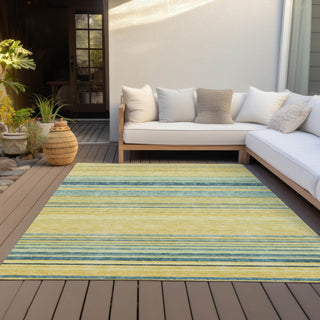 Piper Looms Chantille Stripes ACN979 Yellow Machine Washable Area Rug Outdoor Lifestyle Image Feature
