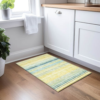 Piper Looms Chantille Stripes ACN979 Yellow Machine Washable Area Rug Scatter Lifestyle Image Feature
