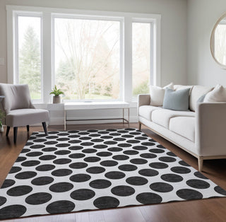 Piper Looms Chantille Circles ACN980 Black Machine Washable Area Rug Lifestyle Image Feature