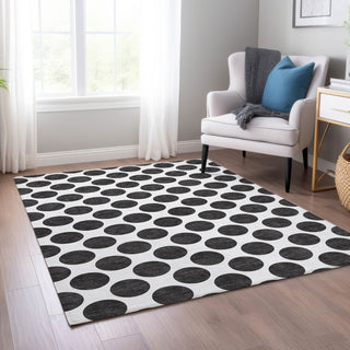 Piper Looms Chantille Circles ACN980 Black Machine Washable Area Rug Lifestyle Image Feature
