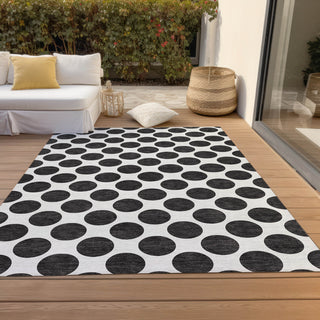 Piper Looms Chantille Circles ACN980 Black Machine Washable Area Rug Outdoor Lifestyle Image Feature